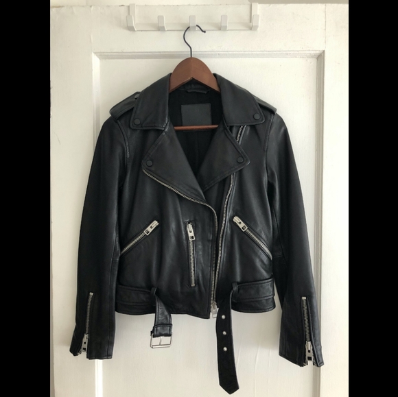 All Saints Balfern Leather Biker Jacket - Picture 4 of 13